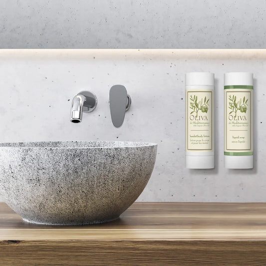 Distributeur rechargeable Crème Mains et Corps 320 ml - Olive de la Méditerranée - Ligne Courtoisie