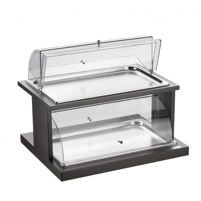Alzata 2 Piani Con Doppia Cupola Refrigerata, Wengé, buffet Classic - By Pintinox