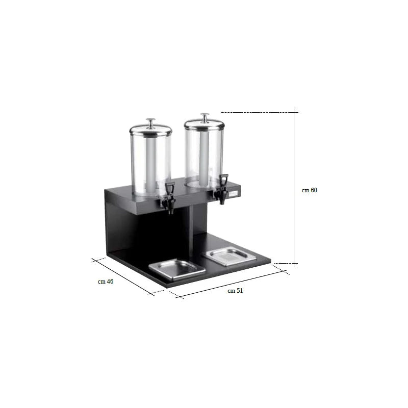 Distributeur double de jus et de boissons avec colonne réfrigérante et robinet Tomlinson, Wengé, buffet Classic - By Pintinox