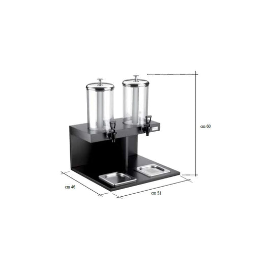 Distributeur double de jus et de boissons avec colonne réfrigérante et robinet Tomlinson, Wengé, buffet Classic - By Pintinox