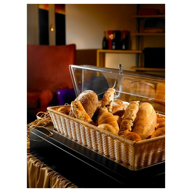Cesta Pane Con Cupola E Base In MDF, color Paglia, buffet Classic - By Pintinox