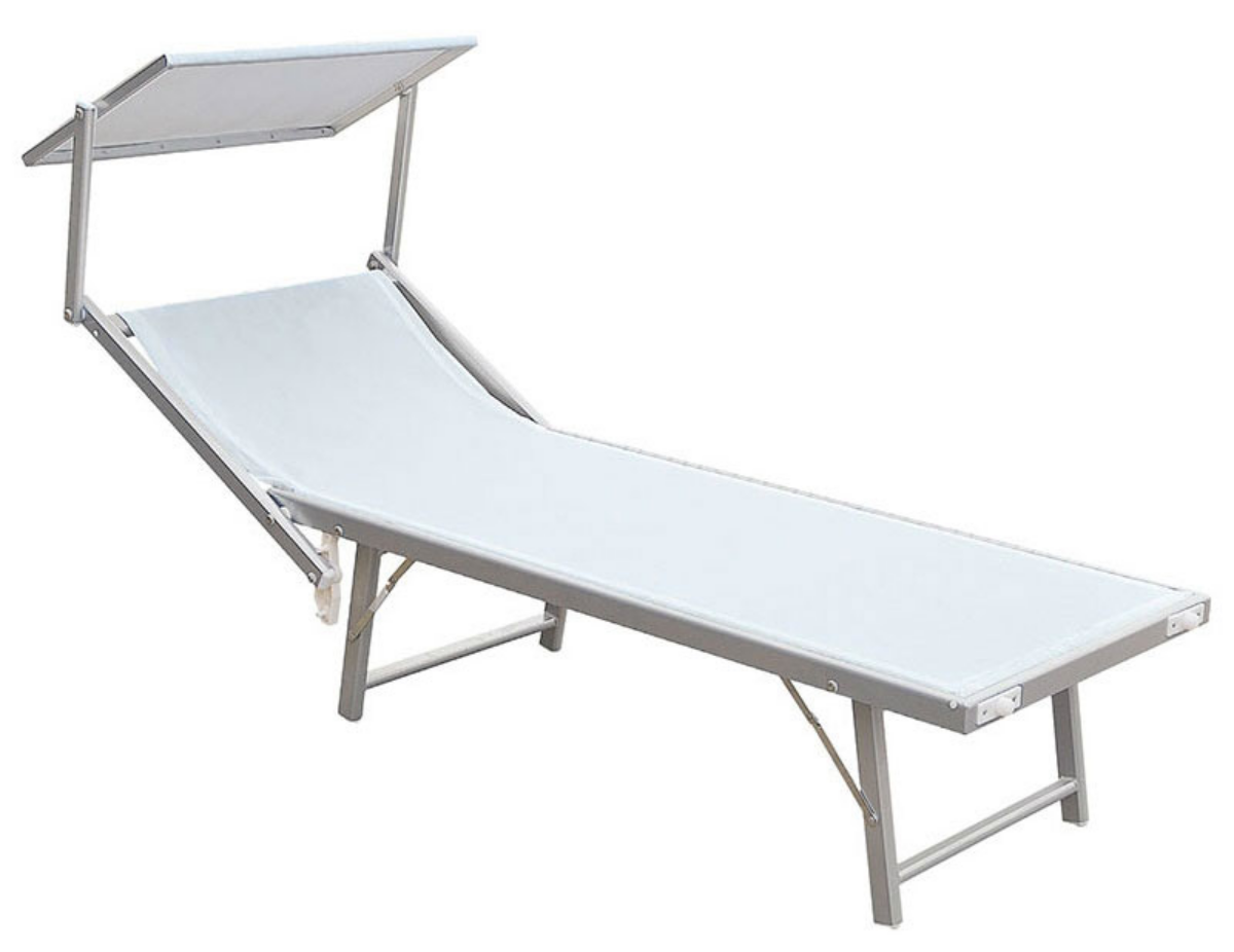 Bain de soleil en aluminium avec pare-soleil, blanc - largeur 59 cm