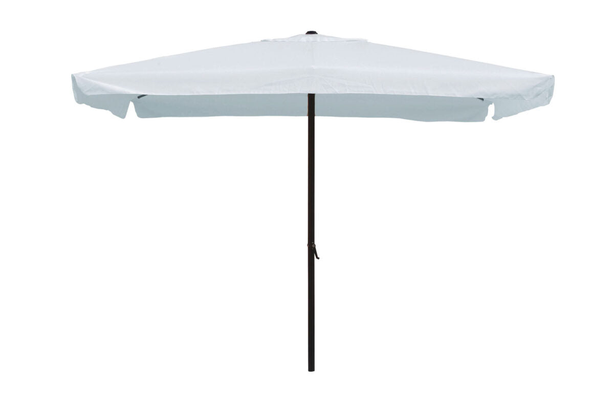 Parasol avec lambrequin et ouverture à manivelle, blanc 3x2 m