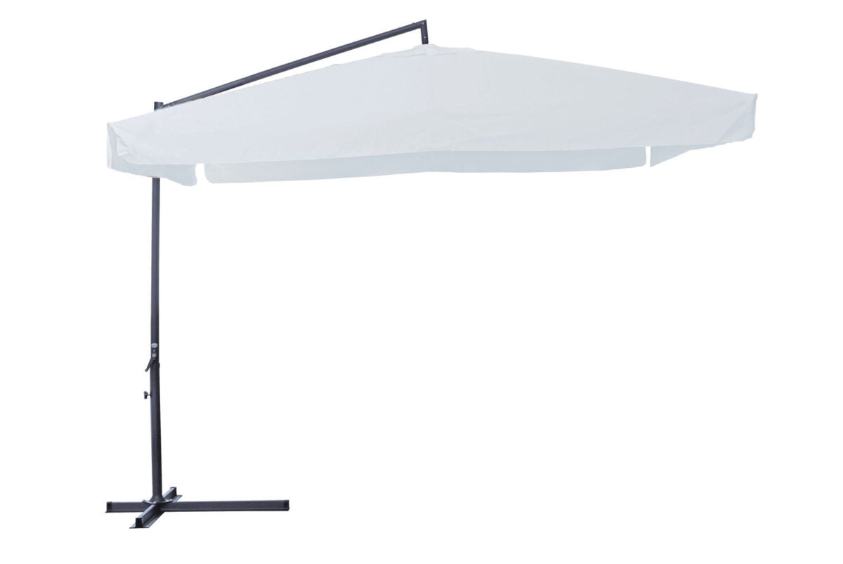 Parasol de jardin carré en acier 3x3 m avec cantonnière et ouverture à manivelle - Blanc