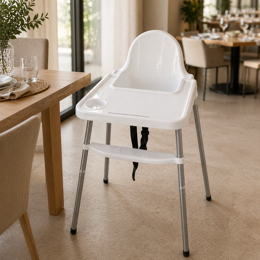 Chaise haute blanche pour enfants (6 mois à 6 ans)