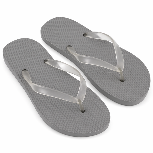 Tongs grises en caoutchouc - Femme -