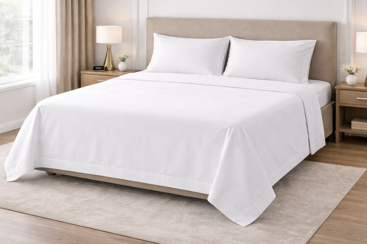 Lenzuolo Sopra 2 piazze Linea Essential 100% Cotone Bianco – 240x295+5 cm