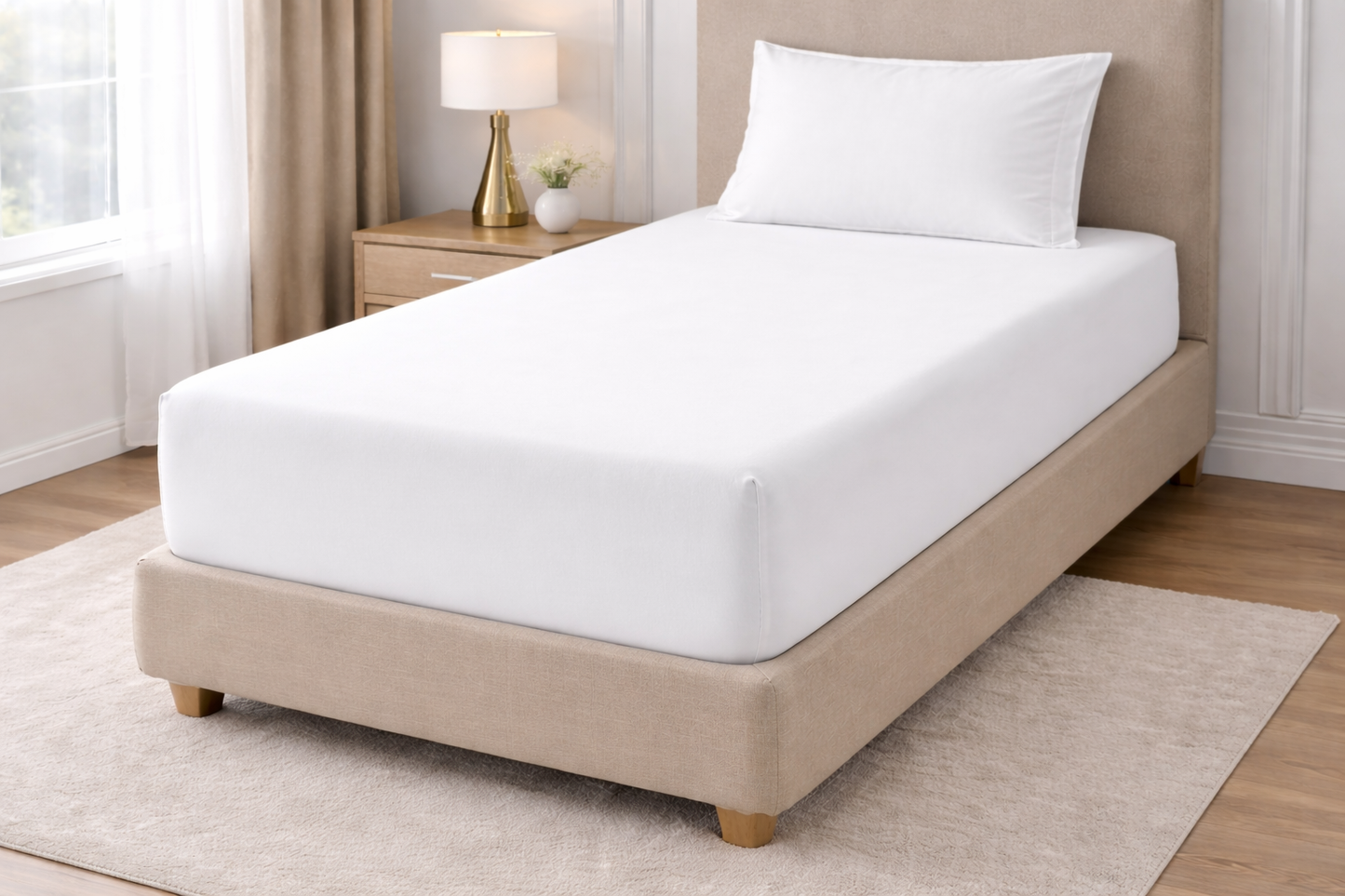 Lenzuolo Sotto con Angoli Singolo Linea Essential 100% Cotone Bianco – 80x200+25 cm