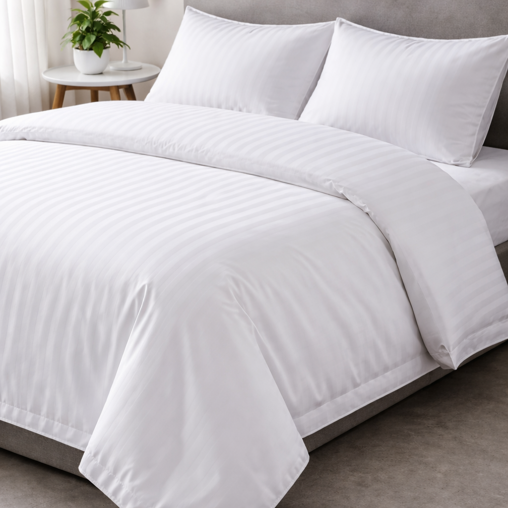Sacco Copripiumino Striata 100% Cotone con patella 250x200 cm (2 Piazze) - Raso riga