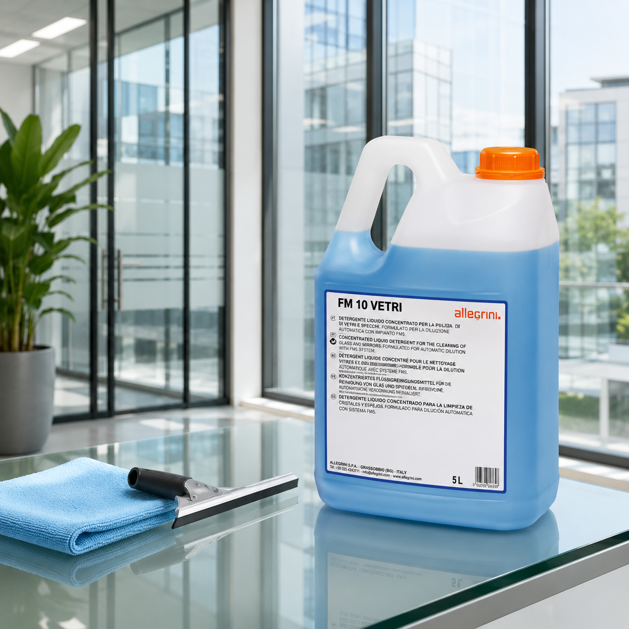 Detergente Professionale Concentrato per Vetri e Specchi 5L