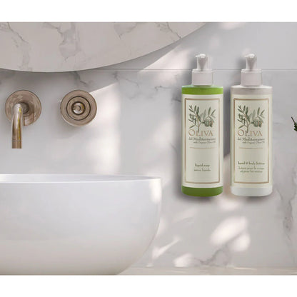 Distributeur de savon liquide rechargeable, 400 ml - Olive méditerranéenne