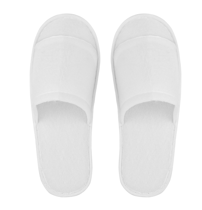 Chaussons ouverts en éponge blanches