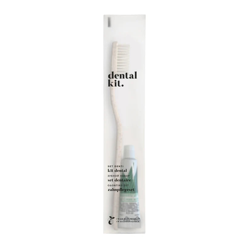 Kit d'hygiène bucco-dentaire en emballage biodégradable Eco flowpack