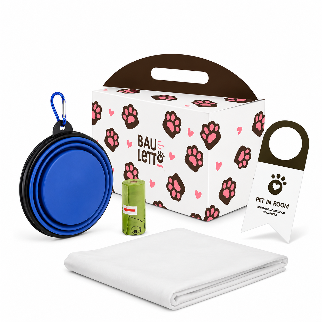 Kit Cortesia Pet Friendly con telo protettivo in TNT per superfici