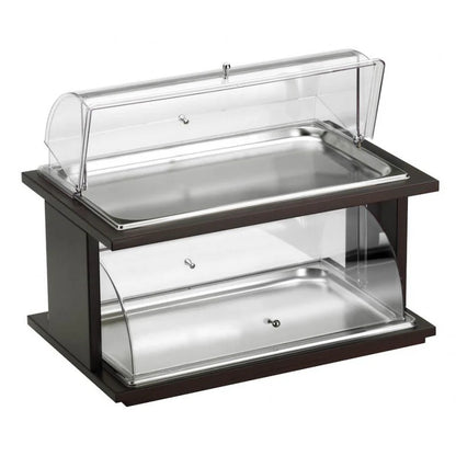 Alzata 2 Piani Doppia Cupola Con Vassoi Per Pasticceria, Wengé, buffet Classic - By Pintinox