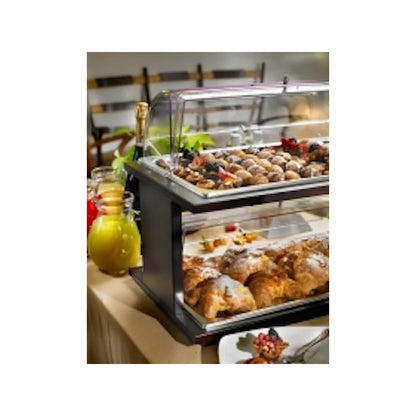 Alzata 2 Piani Doppia Cupola Con Vassoi Per Pasticceria, Wengé, buffet Classic - By Pintinox