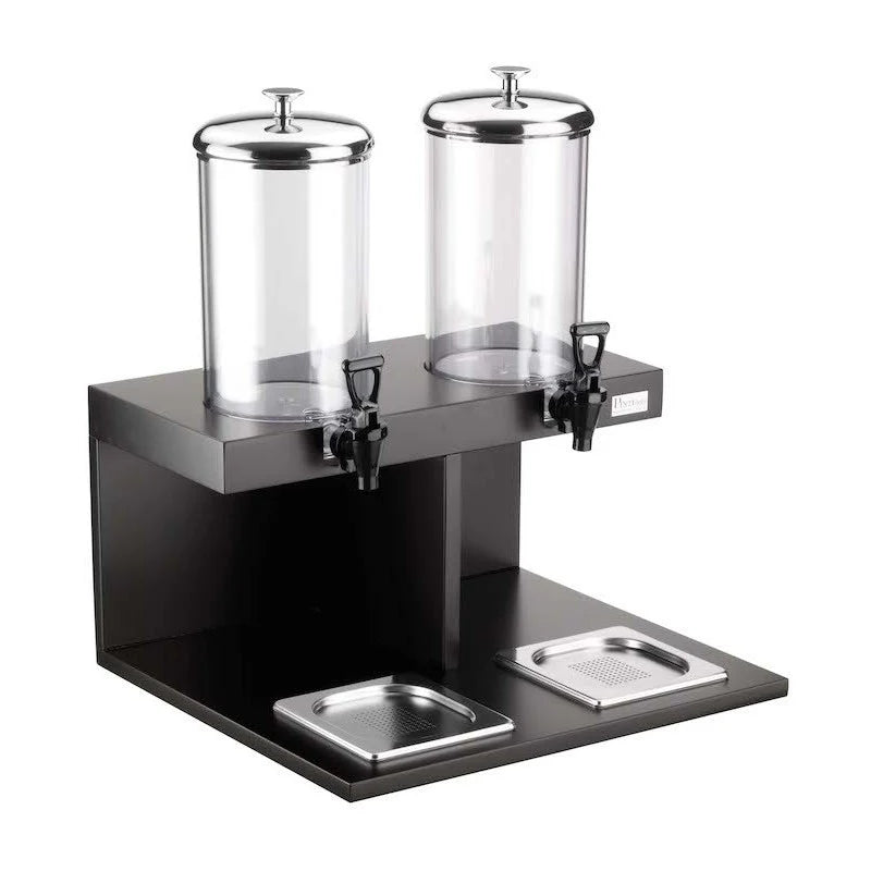 Distributeur double de jus et de boissons avec colonne réfrigérante et robinet Tomlinson, Wengé, buffet Classic - By Pintinox