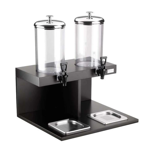 Distributeur double de jus et de boissons avec colonne réfrigérante et robinet Tomlinson, Wengé, buffet Classic - By Pintinox
