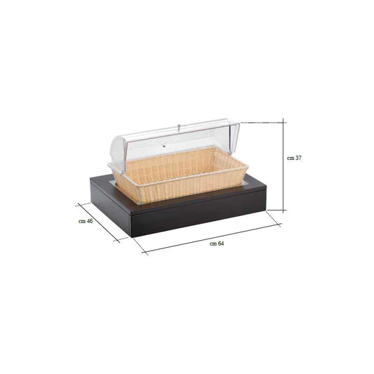 Corbeille à pain avec couvercle et base en MDF, couleur paille, buffet Classic - By Pintinox