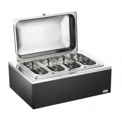 Porta Verdure 4 Scomparti Riscaldato Con Chiusura A Frizione, Wengé, buffet Classic - By Pintinox