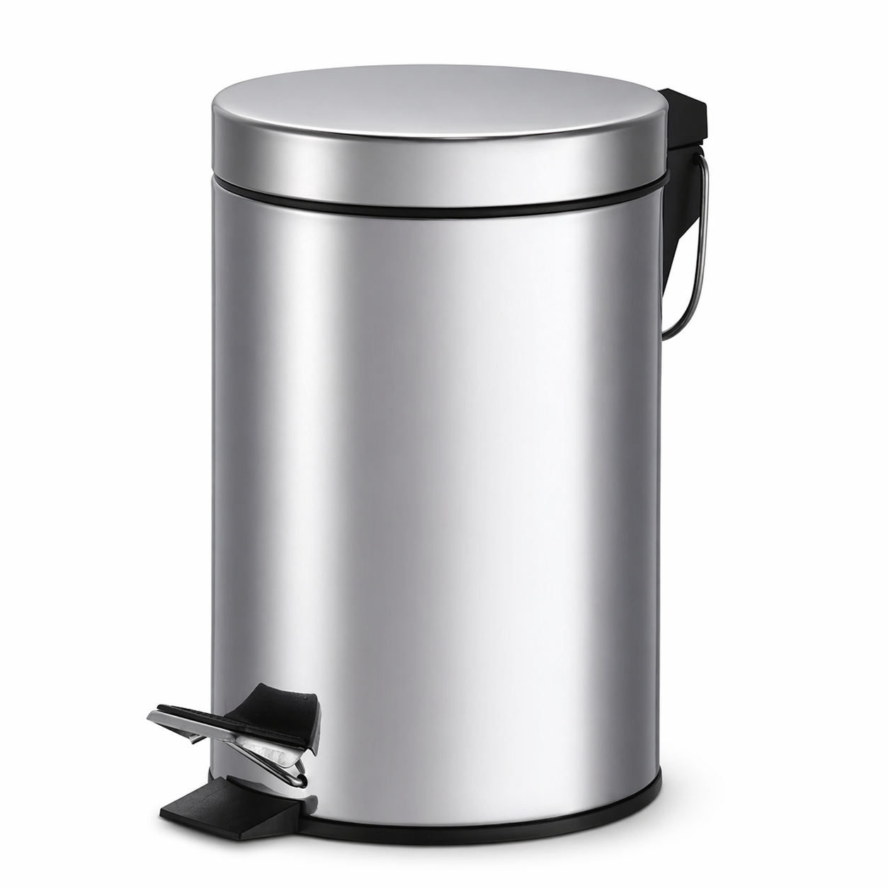 Poubelle à pédale ronde en acier avec panier intérieur de 5 litres