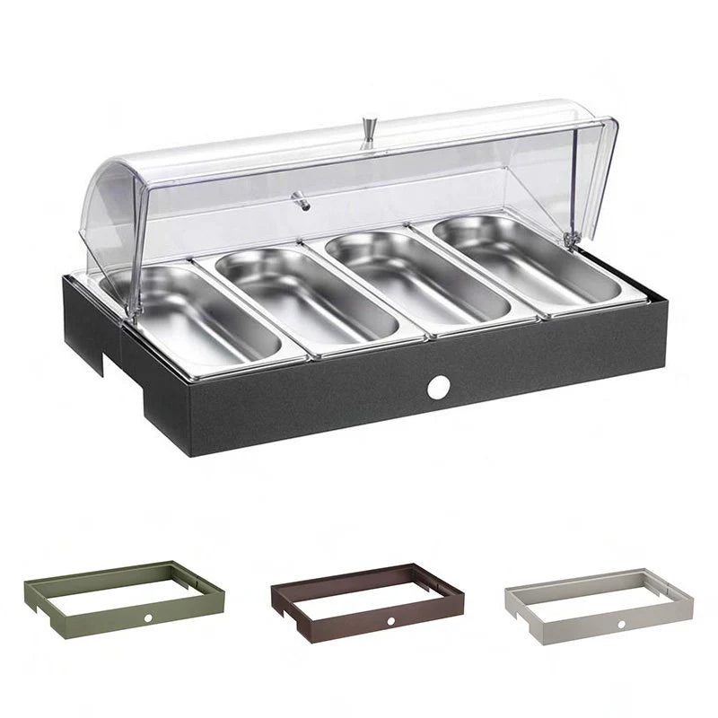 Porta Verdure 4 Scomparti Refrigerato con Base Bassa, buffet Caleido - By Pintinox