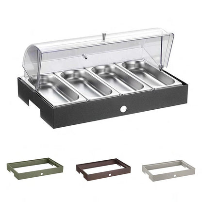Porta Verdure 4 Scomparti Refrigerato con Base Bassa, buffet Caleido - By Pintinox