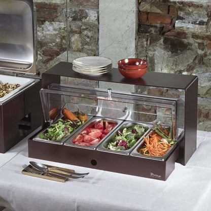 Porta Verdure 4 Scomparti Refrigerato con Base Bassa, buffet Caleido - By Pintinox