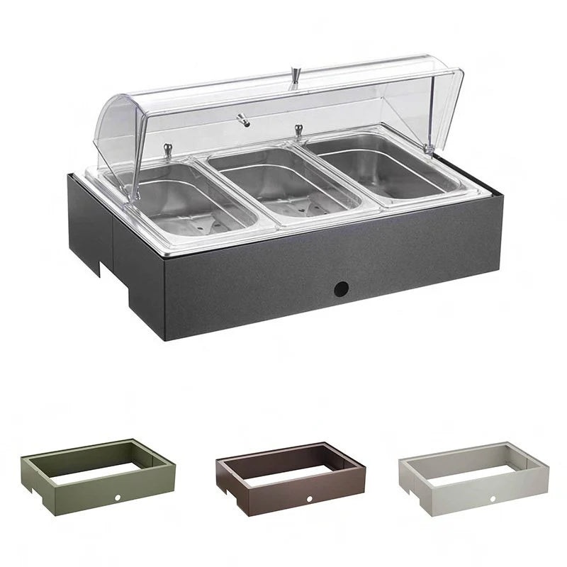 Distributeur de yaourts et légumes double paroi réfrigéré avec base moyenne, buffet Caleido - By Pintinox