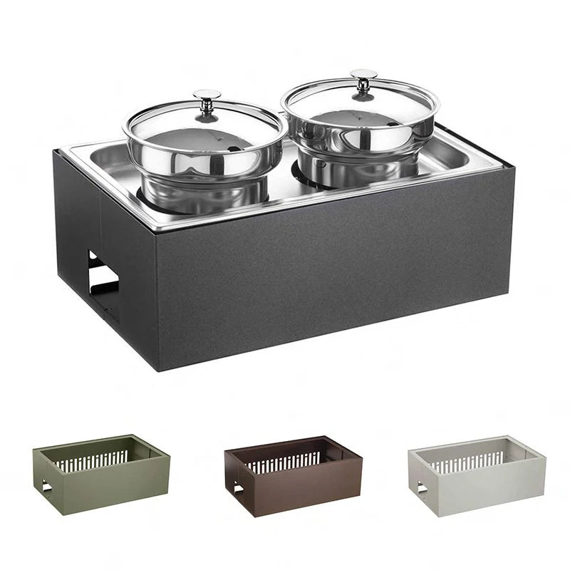 Soupière Chauffante 2 Stations avec Socle Haut, buffet Caleido - By Pintinox