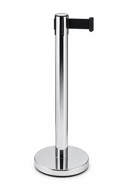 Colonnina Segnaletica con Nastro in Nylon – Struttura in Acciaio Inox