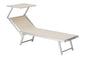 Chaise longue en aluminium avec pare-soleil, beige - largeur 61 cm