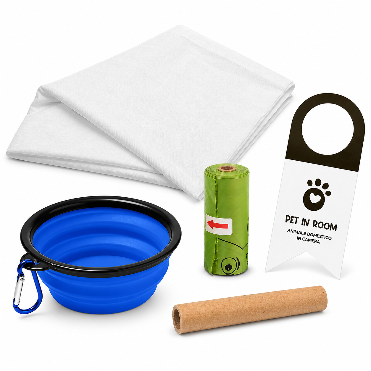 Kit Cortesia Pet Friendly con telo protettivo in TNT per superfici