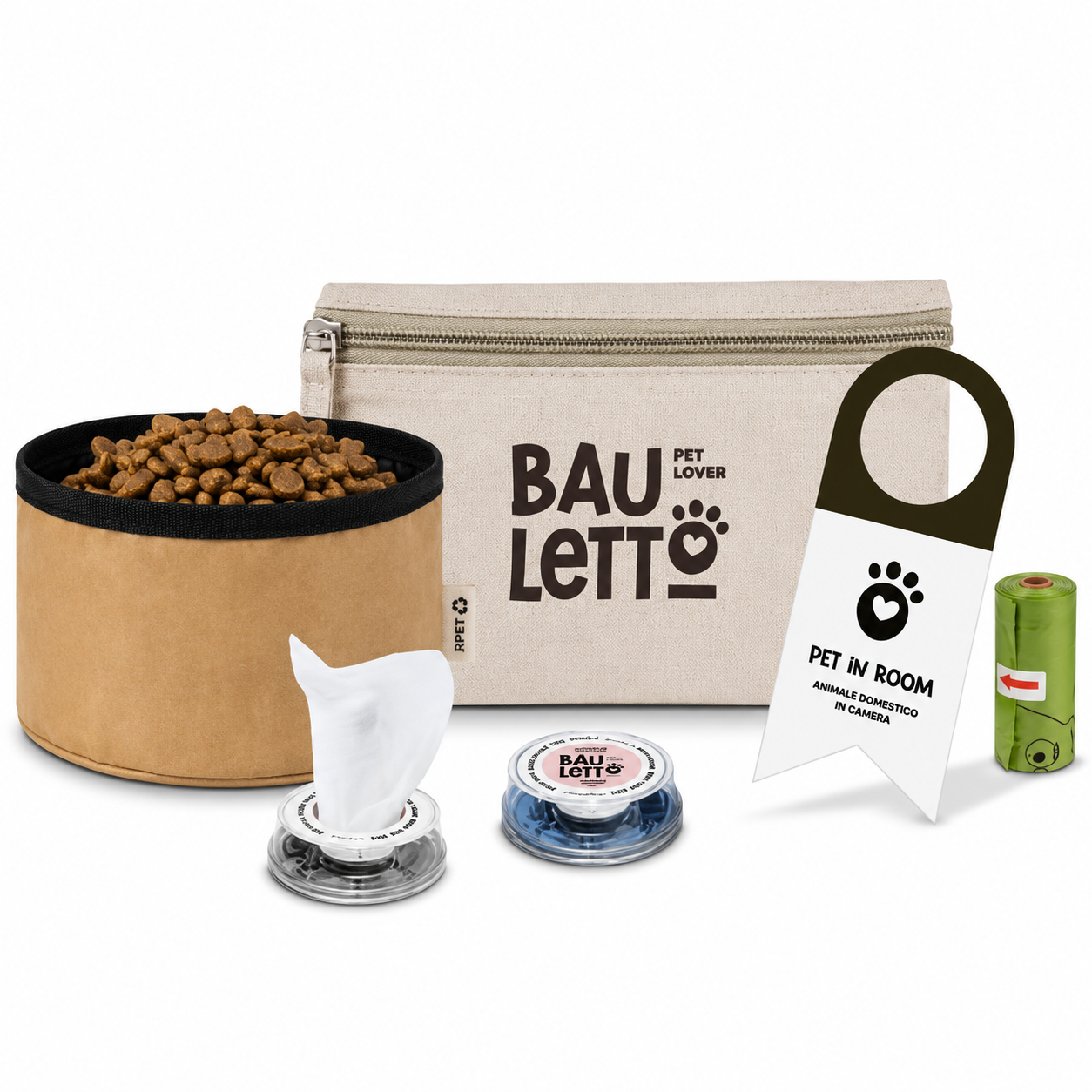 Kit d'Accueil Pet Friendly en Pochette avec Gamelle Pliable Éco-Responsable