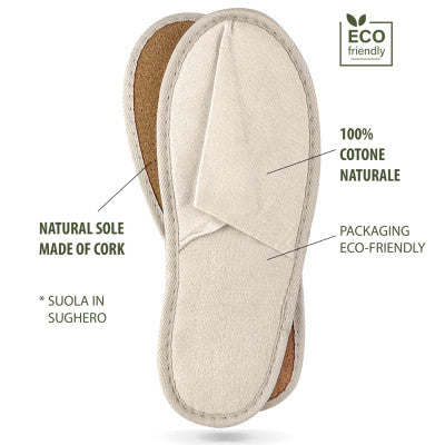 Chaussons coton havane fermé – semelle en liège éco-responsable