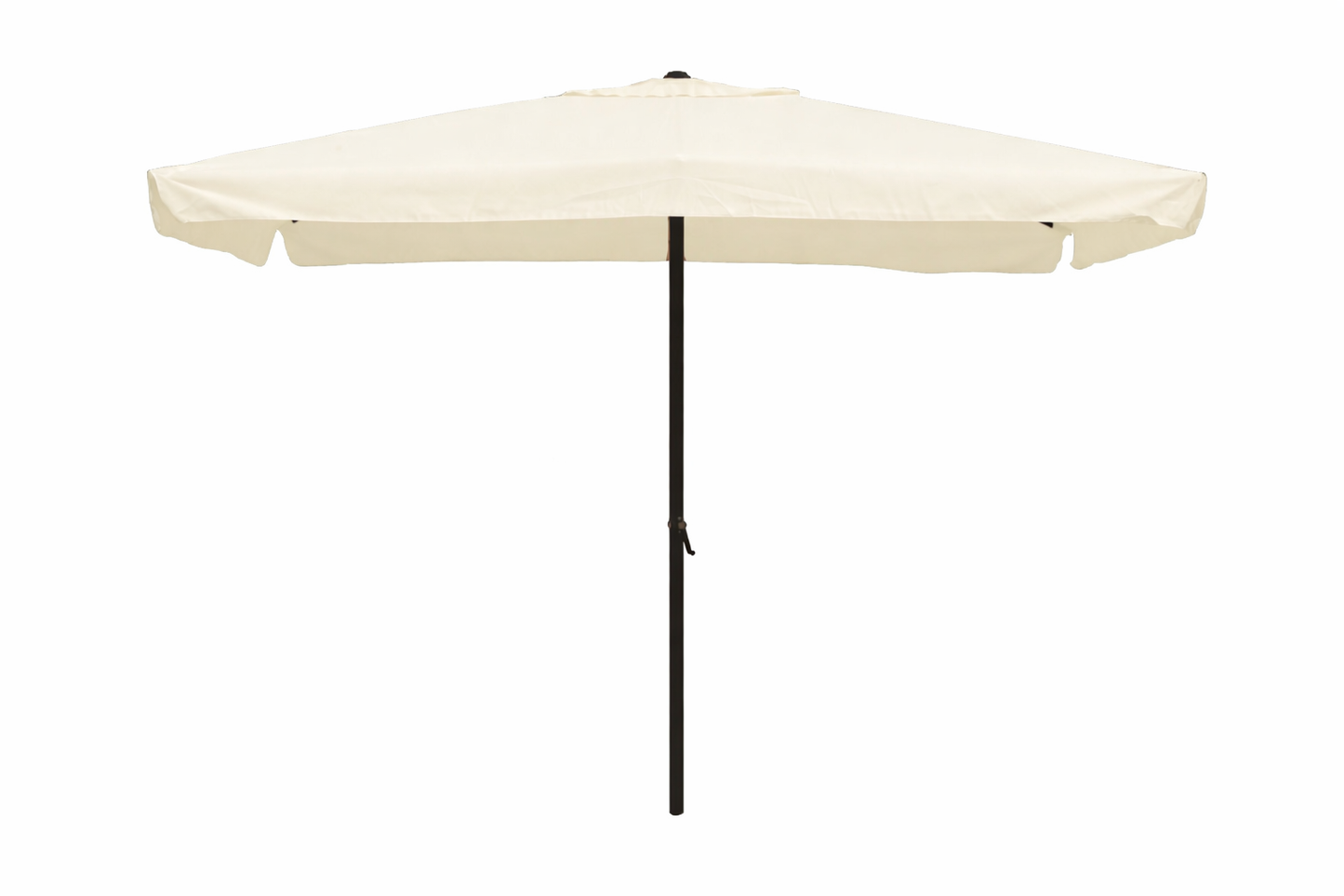 Parasol avec lambrequin et ouverture à manivelle, 3x2 m écru