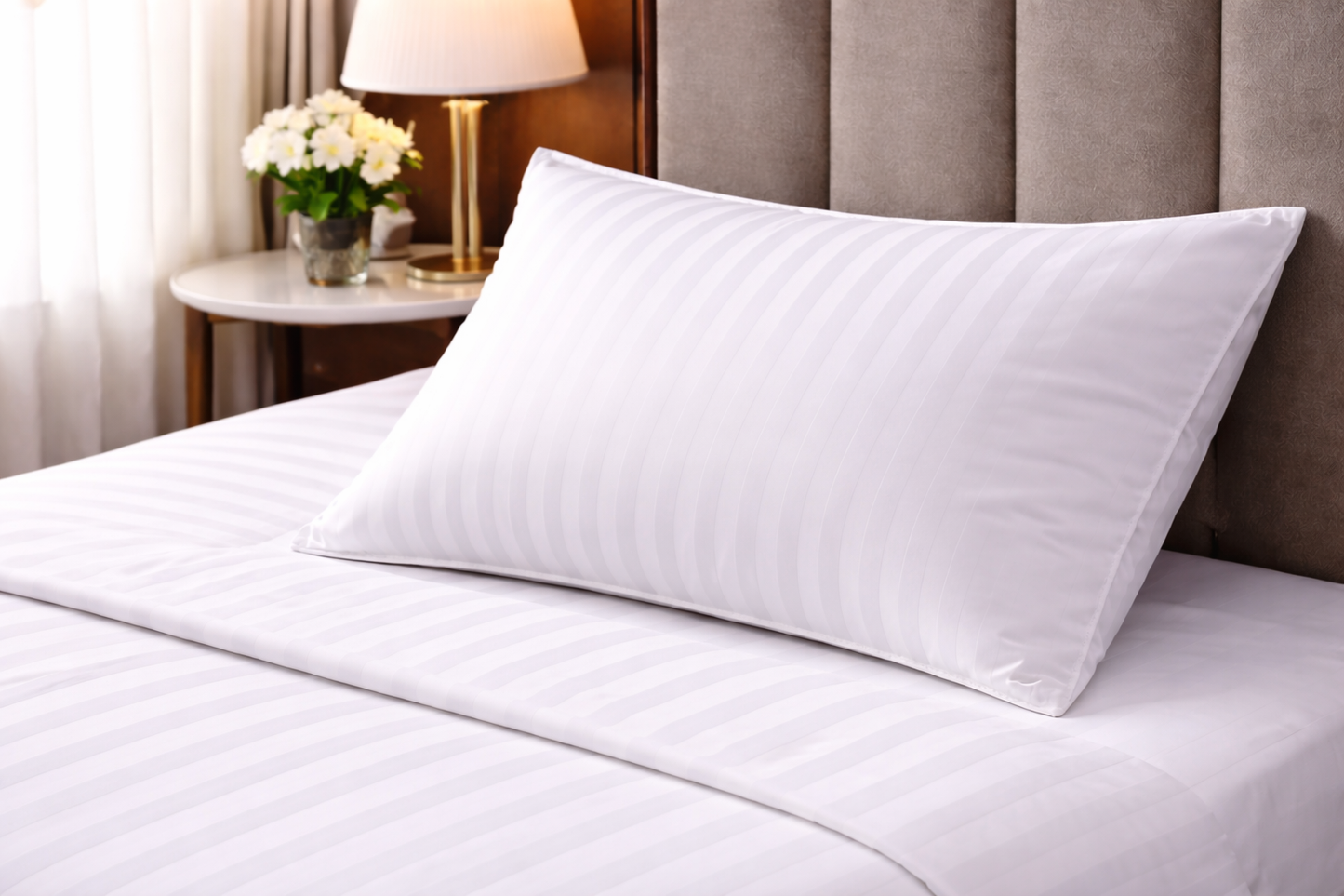 Taie d'oreiller rayée 100% Coton à rabat 50x80 cm – Satin rayé