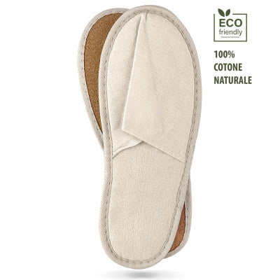 Chaussons coton havane fermé – semelle en liège éco-responsable