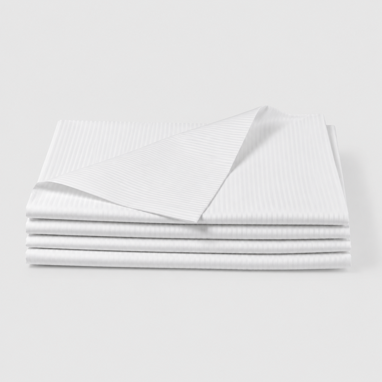 Drap housse rayé 100% coton 240x295+5 cm satin rayure 3 cm (2 places)
