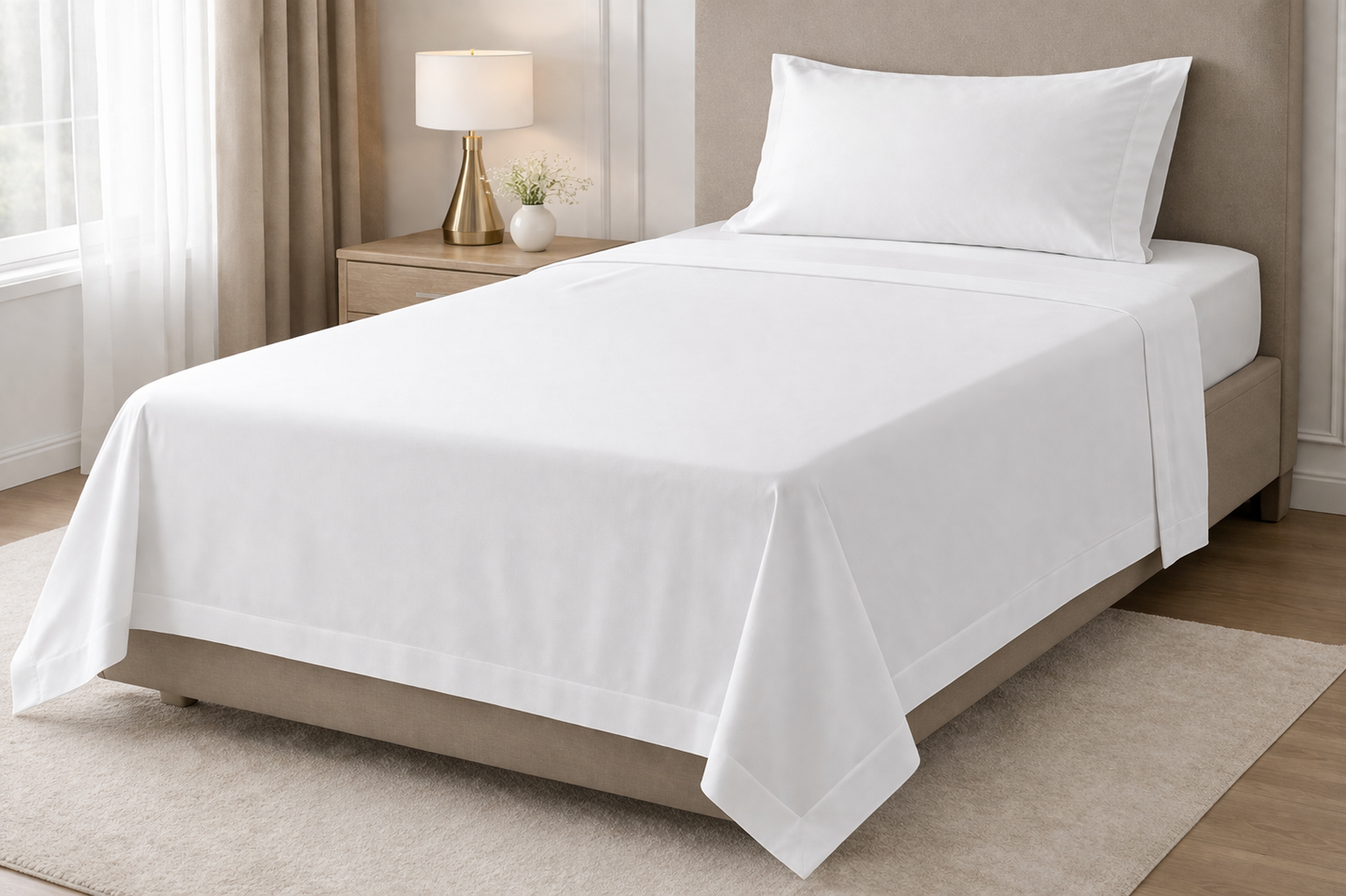 Lenzuolo Sopra Singolo Linea Essential 100% Cotone Bianco – 160x295+5 cm