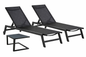 Chaise longue L 55 cm empilable en aluminium avec roulettes noir et anthracite - Table basse offerte