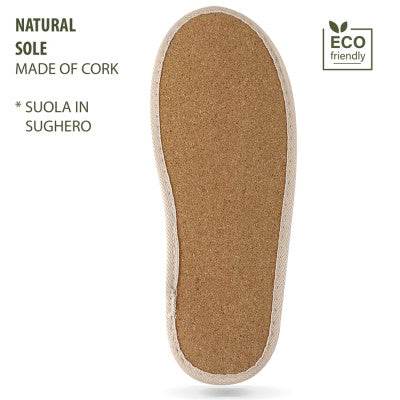 Chaussons coton havane fermé – semelle en liège éco-responsable