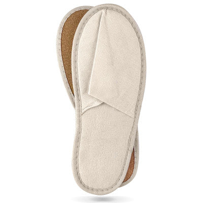 Chaussons coton havane fermé – semelle en liège éco-responsable