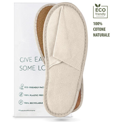 Chaussons coton havane fermé – semelle en liège éco-responsable