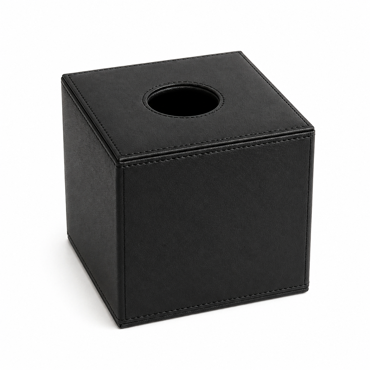 Boîte à mouchoirs carrée en similicuir noir – Hotel Collection