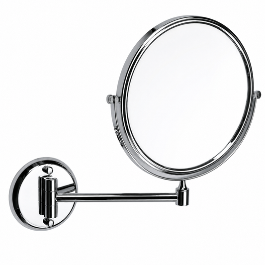Miroir de salle de bain grossissant en acier à bras unique