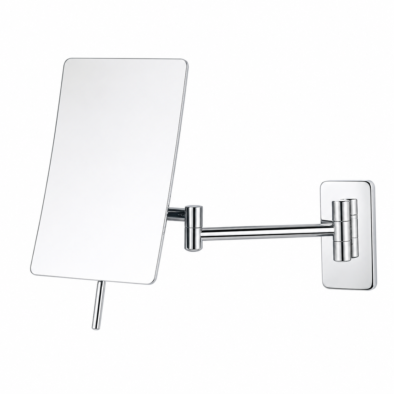 Specchio da bagno ingranditore rettangolare cromato con doppio braccio